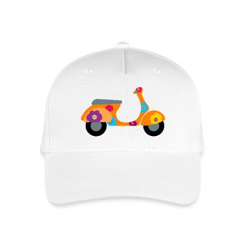 Roller Blumen Ciao Italien farbenfroh Muster - Kinder Bio Basecap - Weiß - Vorne