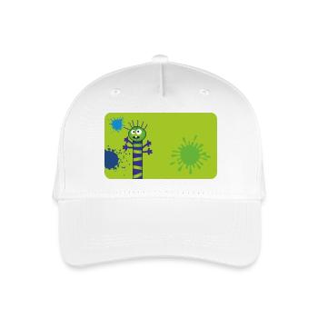 Langes dünnes Monster & Farbkleckse - grün blau - Kinder Bio Basecap - Weiß - Vorne