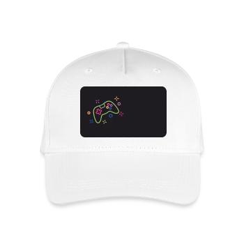 Bunter Spielecontroller auf schwarzem Hintergrund - Kinder Bio Basecap - Weiß - Vorne