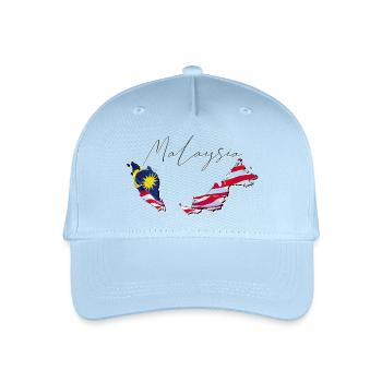 Malaysia Flagge in der Malaysia Landkarte EN - Kinder Bio Basecap - Hellblau - Vorne
