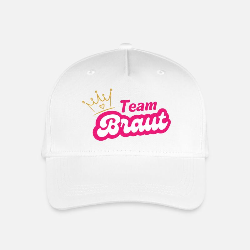 Team Braut Kronen Pink Design - Kinder Bio Basecap - Weiß