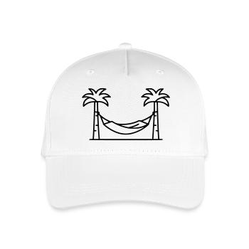 Hammock Palm Trees Holiday Outline - Organic Kids’ Baseball Cap - white - Front