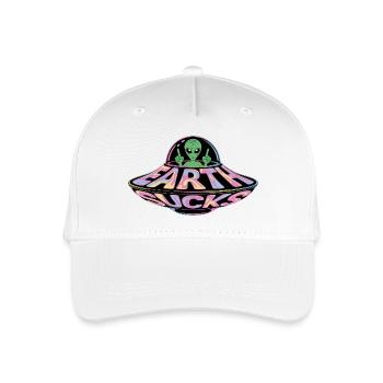 Neon UFO Earth Sucks Alien, Erde - Organic Kids’ Baseball Cap - white - Front