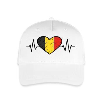 Belgische Flagge Heartbeat Line Belgian Pride Design - Kinder Bio Basecap - Weiß - Vorne
