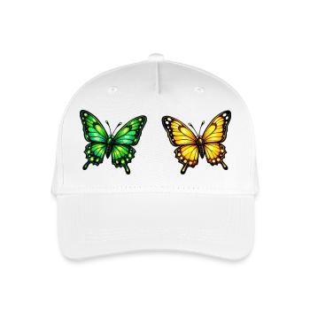 Lebendige Schmetterlinge: Grün & Gelb - Kinder Bio Basecap - Weiß - Vorne