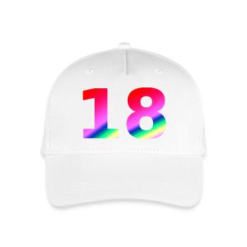 oberteile geburtstag, 18 rosatöne farbverlauf - Kinder Bio Basecap - Weiß - Vorne