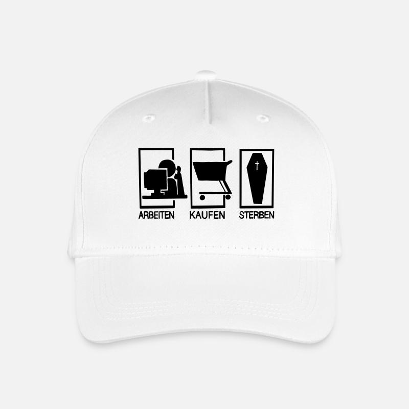 Arbeiten - Kaufen - Sterben - Kinder Bio Basecap - Weiß
