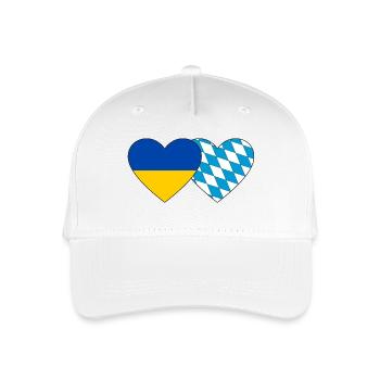 Ukraine Bayern Flagge Herz - Kinder Bio Basecap - Weiß - Vorne