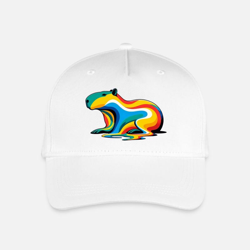 Schmelzendes Regenbogen-Capybara - Kinder Bio Basecap - Weiß