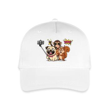 Animal Selfie Crew with Banana - Organic Kids’ Baseball Cap - white - Front