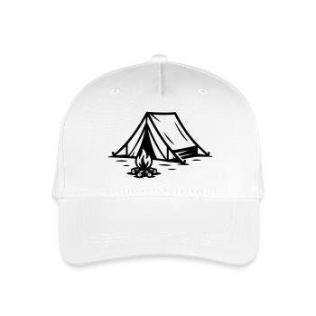 Zelt Lagerfeuer - Kinder Bio Basecap - Weiß - Vorne
