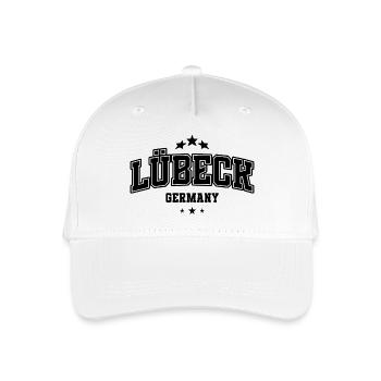 Lübeck Lettering – Minimalist City Design - Organic Kids’ Baseball Cap - white - Front