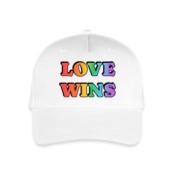 Love Wins LGBT Month Rainbow Text - Organic Kids’ Baseball Cap - white - Front
