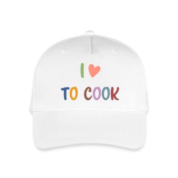 Ich liebe es, bunte Buchstaben zu kochen, süßer Feinschmecker - Kinder Bio Basecap - Weiß - Vorne