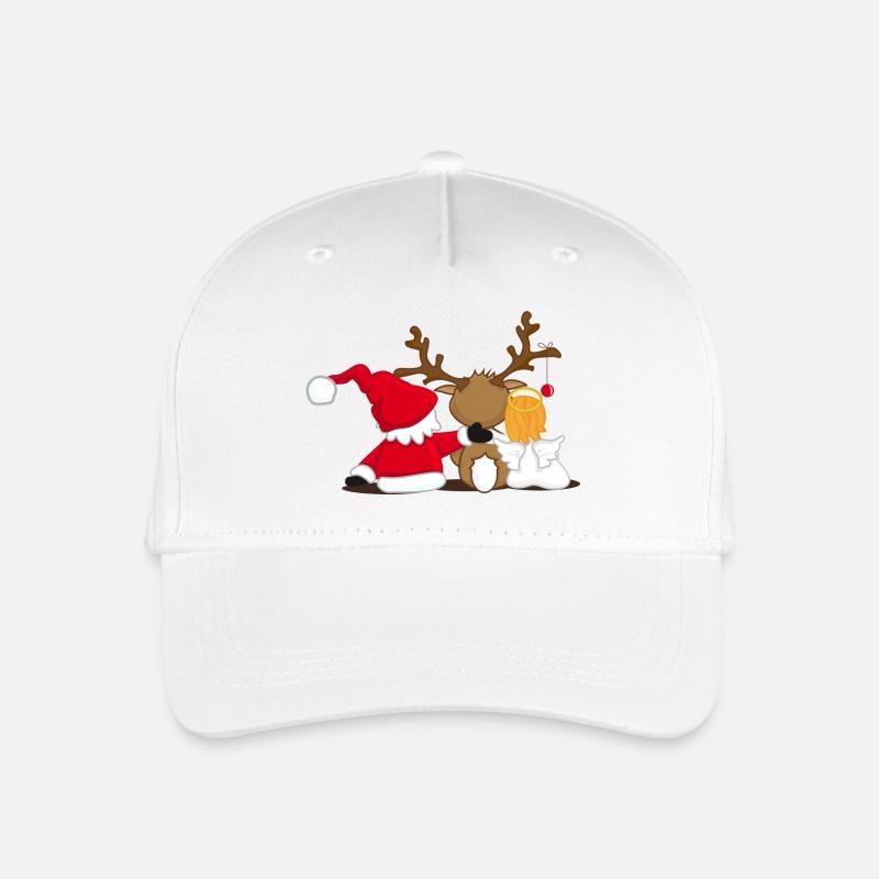 Weihnachtsfiguren von hinten mit Armen umarmt - Kinder Bio Basecap - Weiß