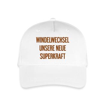 Diaper change – our new superpower - Organic Kids’ Baseball Cap - white - Front