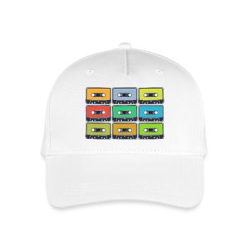 Retro Kassetten in Farbe - Kinder Bio Basecap - Weiß - Vorne