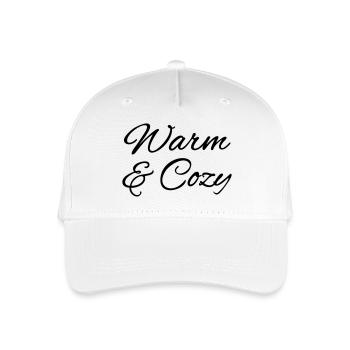 Warm & Cozy – Kuschlige Herbst & Winter Schriftzug - Kinder Bio Basecap - Weiß - Vorne
