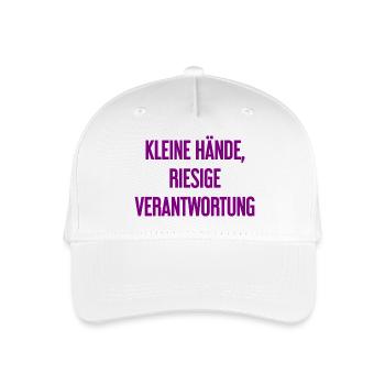 Small Hands, Huge Responsibility Parent Saying - Organic Kids’ Baseball Cap - white - Front