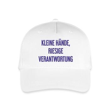 Small Hands, Huge Responsibility Parent Saying - Organic Kids’ Baseball Cap - white - Front