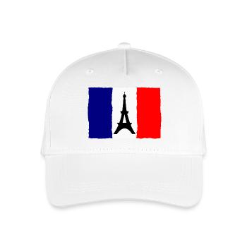 SOCCER. SPORT. FRANCE. CHAMPION. BLUE WHITE RED - Organic Kids’ Baseball Cap - white - Front