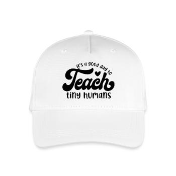 Es ist ein guter Tag, um kleinen Menschen etwas beizubringen - Kinder Bio Basecap - Weiß - Vorne