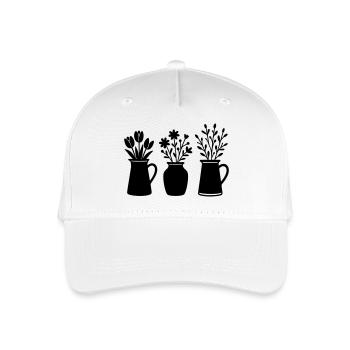 Drei Vasen mit Blumen – Frühlingsmotiv - Kinder Bio Basecap - Weiß - Vorne