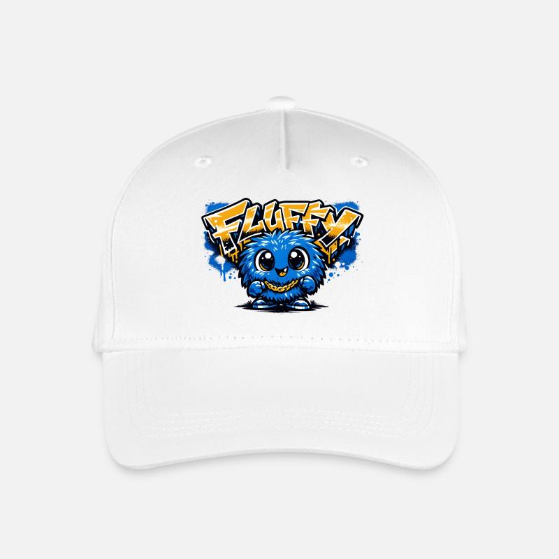 Fluffy Graffiti Blue Mascot - Organic Kids’ Baseball Cap - white