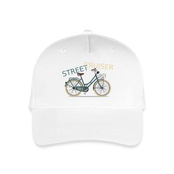 Street Cruiser Fahrradmotiv - Kinder Bio Basecap - Weiß - Vorne