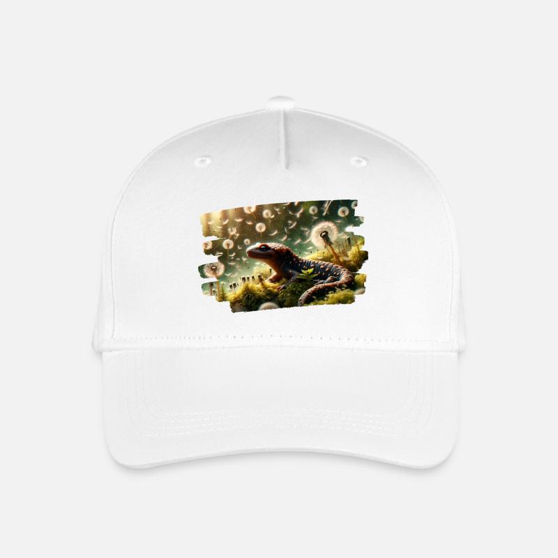 Salamander zwischen schwimmenden Löwenzahnsamen - Kinder Bio Basecap - Weiß