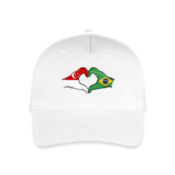 Singapore Brazil Flag Hands Heart Shape Used - Organic Kids’ Baseball Cap - white - Front
