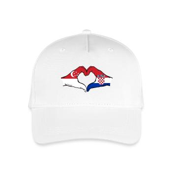 Singapur Kroatien Flagge Hände Herzform - Kinder Bio Basecap - Weiß - Vorne