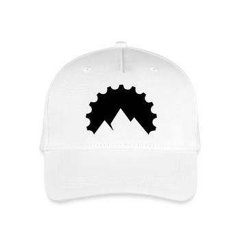 Gear meets mountain silhouette - Organic Kids’ Baseball Cap - white - Front