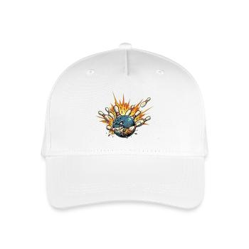 Wütender Bowlingball trifft Pins - Kegelshirt - Kinder Bio Basecap - Weiß - Vorne