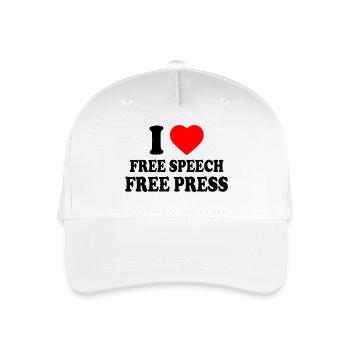 i love free speech free press - Organic Kids’ Baseball Cap - white - Front