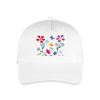 Flower meadow, garden, butterfly - Organic Kids’ Baseball Cap - white - Front