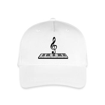 Piano with music key, keyboard - Organic Kids’ Baseball Cap - white - Front