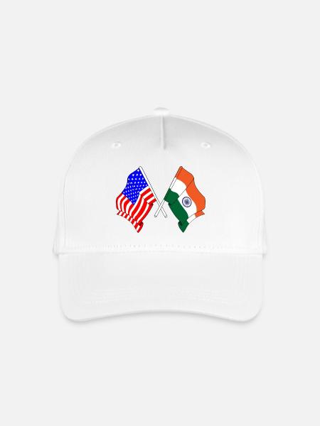Flagge der Vereinigten Staaten USA und Flagge Indien - Kinder Bio Basecap - Weiß