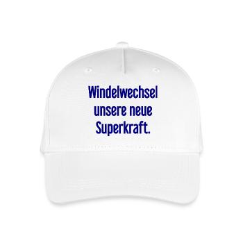 Diaper change – our new superpower - Organic Kids’ Baseball Cap - white - Front