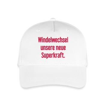 Diaper change – our new superpower - Organic Kids’ Baseball Cap - white - Front