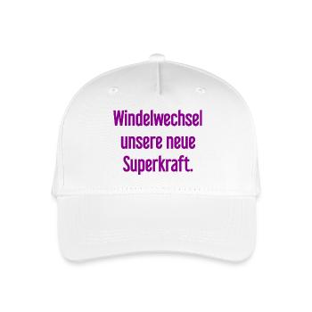 Diaper change – our new superpower - Organic Kids’ Baseball Cap - white - Front