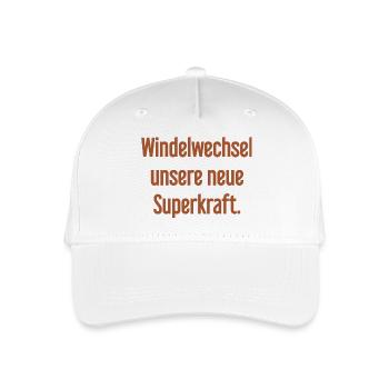 Diaper change – our new superpower - Organic Kids’ Baseball Cap - white - Front