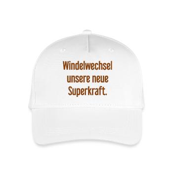Diaper change – our new superpower - Organic Kids’ Baseball Cap - white - Front