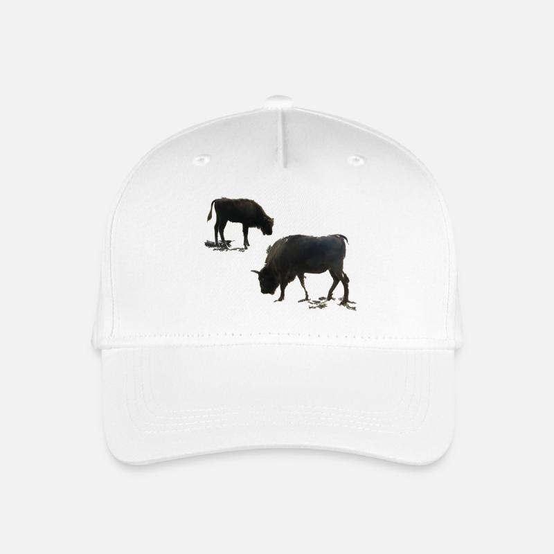 Bisonte con animale giovane - Cappellino da baseball ecologico per bambini - bianco