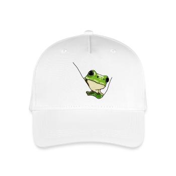 Grüner Frosch – Niedliche Illustration - Kinder Bio Basecap - Weiß - Vorne