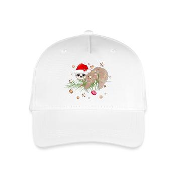 funny sloth with fir branch for christmas - Organic Kids’ Baseball Cap - white - Front
