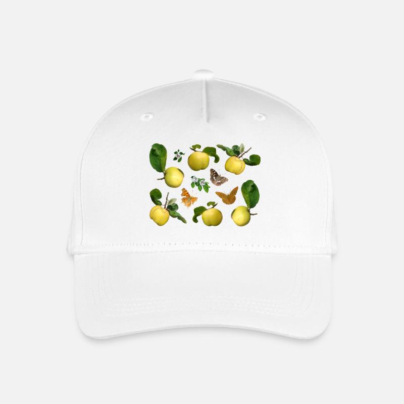 Quitten mit Quittenblüten und Schmetterlingen - Kinder Bio Basecap - Weiß