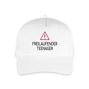Achtung Freilaufender Teenager - Kinder Bio Basecap - Weiß - Vorne