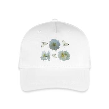Stockrosen mit Schmetterlingen - Kinder Bio Basecap - Weiß - Vorne