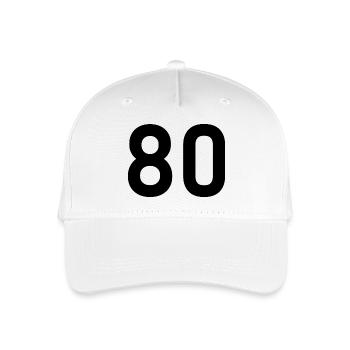 80. 80 JAHRE. 80. JUBILÄUM. 80-JAHRES-JUBILÄUM. - Kinder Bio Basecap - Weiß - Vorne